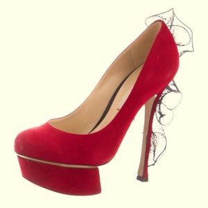 Nicholas Kirkwood Red Suede Heels